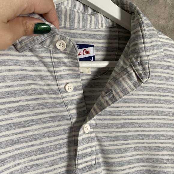 johnnie-O Brannen Long Sleeve Polo Men's Small Grey Striped Performance Stretch - Picture 4 of 12